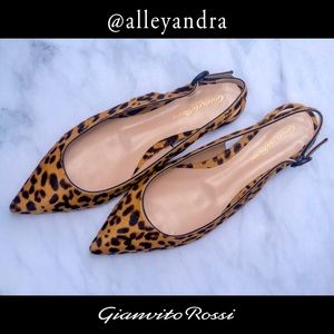 Gianvito Rossi Cheetah Print Calf Hair Flats